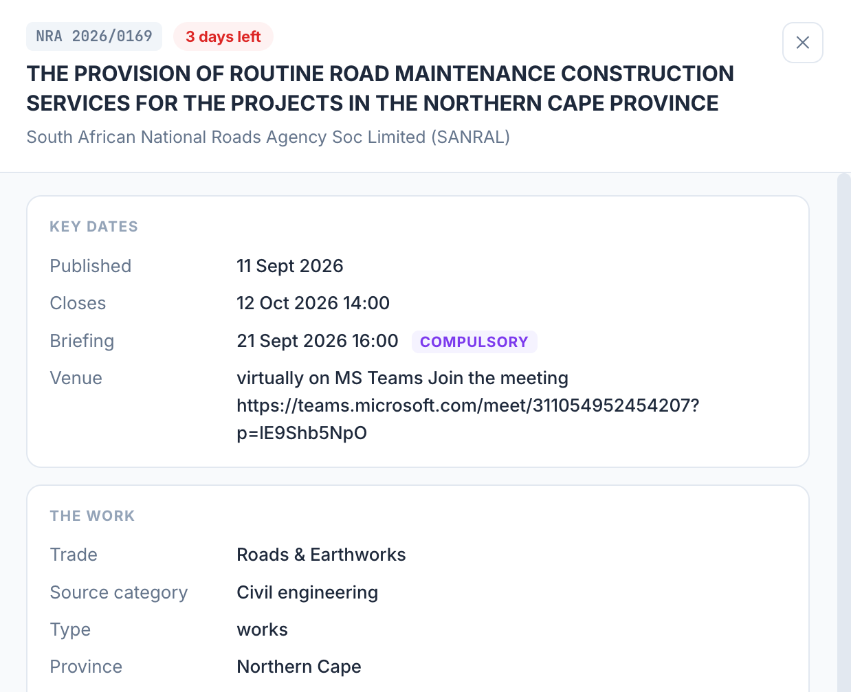 Tenders in SmartQS